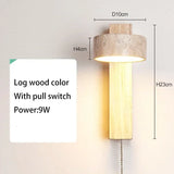 Travertin Wandlamp Rotatie – Natuursteen & Hout LED Bedlamp