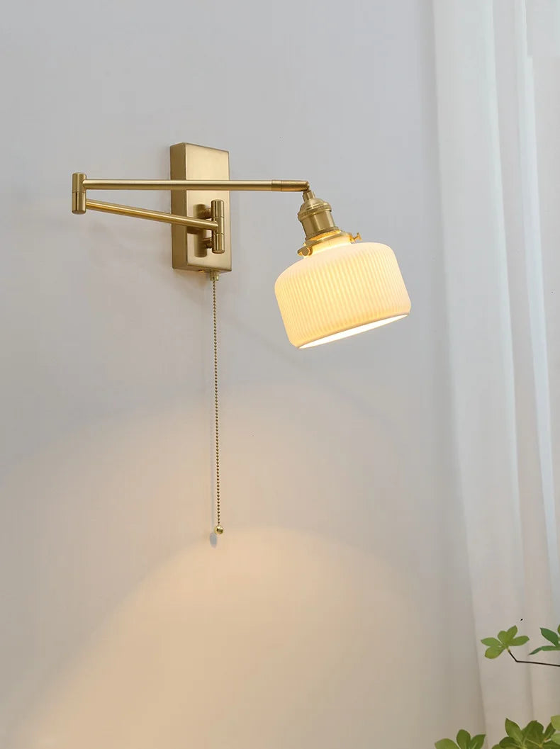 Nordic LED Wandlamp Keramiek – Moderne Sconce met Trekschakelaar
