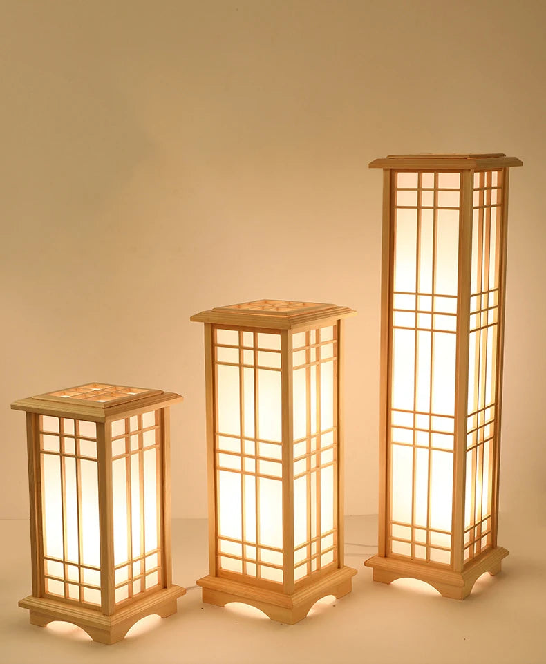 Japanse Houten Vloerlamp – LED Staande Lamp E27 3 Maten