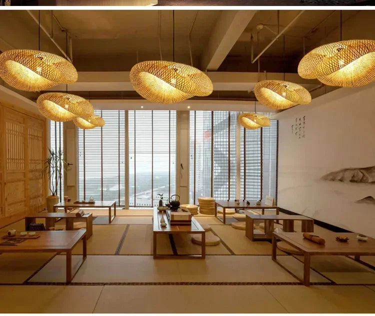 Bamboe Hanglamp LED – Handgemaakte Vintage Plafondlamp E27
