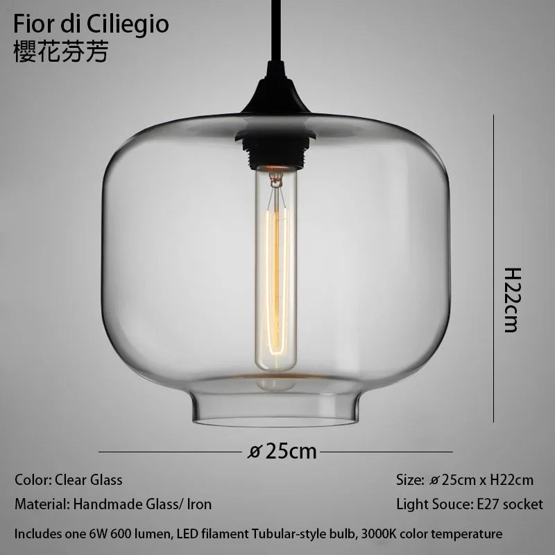 Caren Nordic Hanglamp – Handgemaakt Glas LED Filament Pendant Light