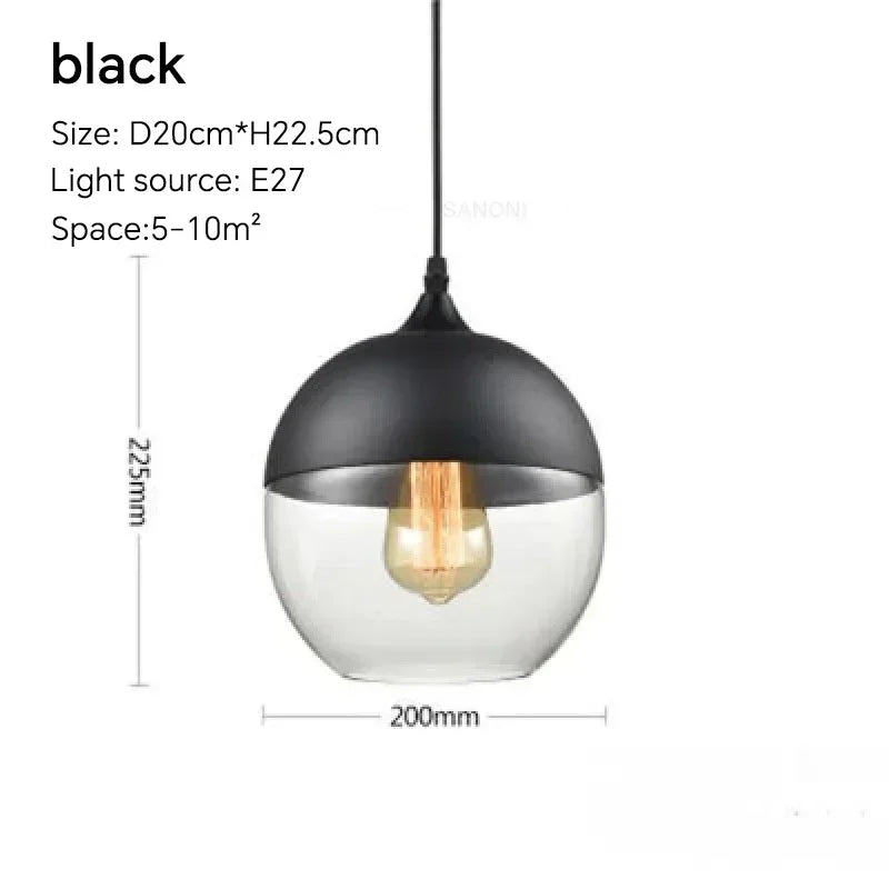 Nordic LED Hanglamp Glas & Hout – Moderne Plafondlamp E27