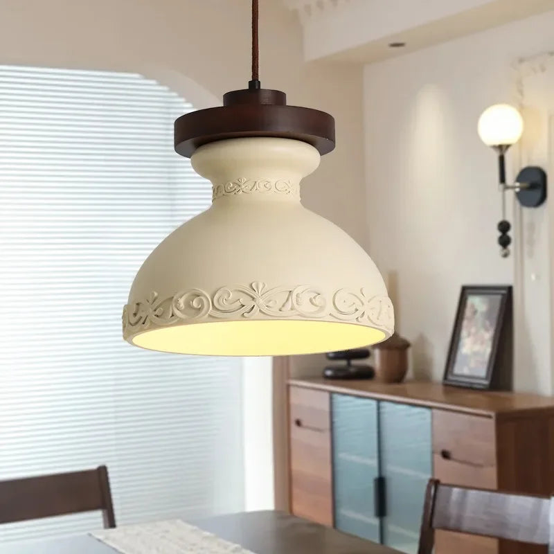 Antieke Hanglamp Resin – Retro Bloemen Design, E27, Franse Stijl