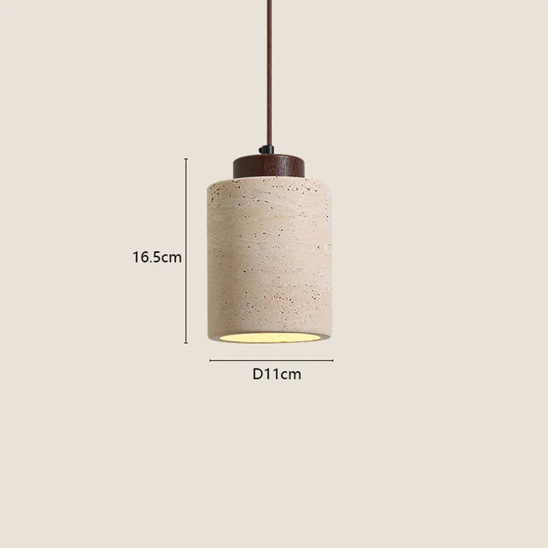 Japanse Wabi-Sabi Hanglamp – Gele Natuursteen Bedlamp Pendel E27