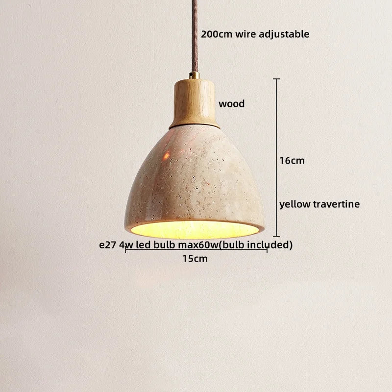 Travertin LED Hanglamp – Japanse Stijl Steen Pendant Light