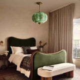 Retro Groene Glazen Hanglamp – Franse Nordic Melkglas Minimalistisch