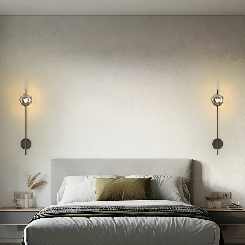 Minimalistische Wandlamp – Grijs Helder Glas & Goud/Zwart Metaal