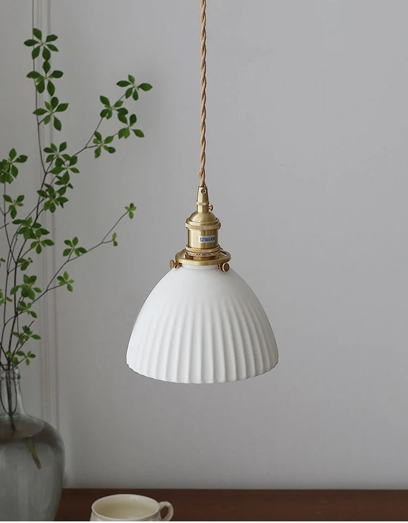 Japanse Keramische Hanglamp – Scandinavische Witte Plafondlamp E27
