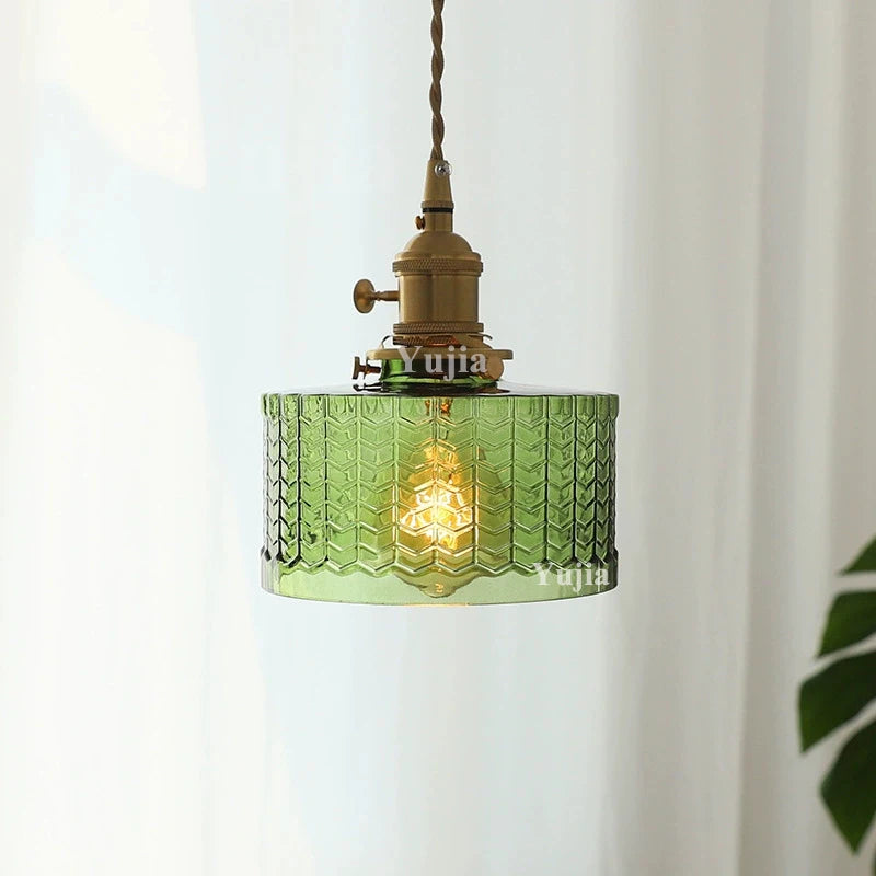 Groene Glazen Hanglamp – Vintage Moderne Plafondlamp E27