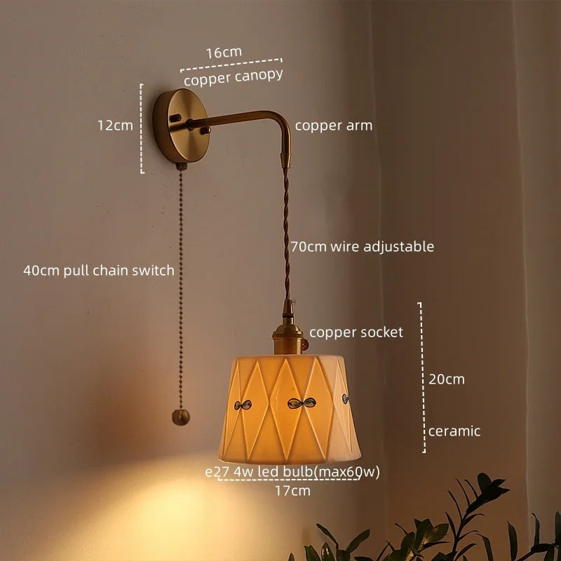 Wandlamp Keramiek & Koper – LED, Wit, E27, Up/Down, Moderne Stijl
