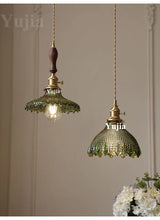 Groene Glazen Hanglamp – Vintage Moderne Plafondlamp E27