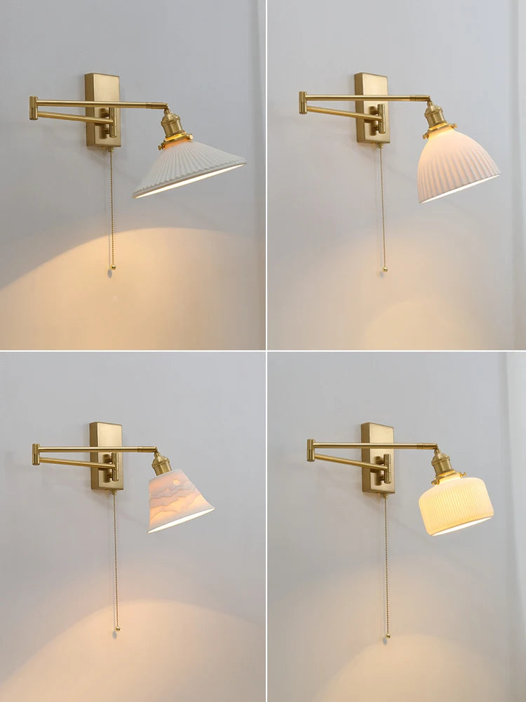 Nordic LED Wandlamp Keramiek – Moderne Sconce met Trekschakelaar
