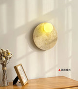 Travertin Wandlamp met Glazen Bol – Natuursteen G9 LED Sconce