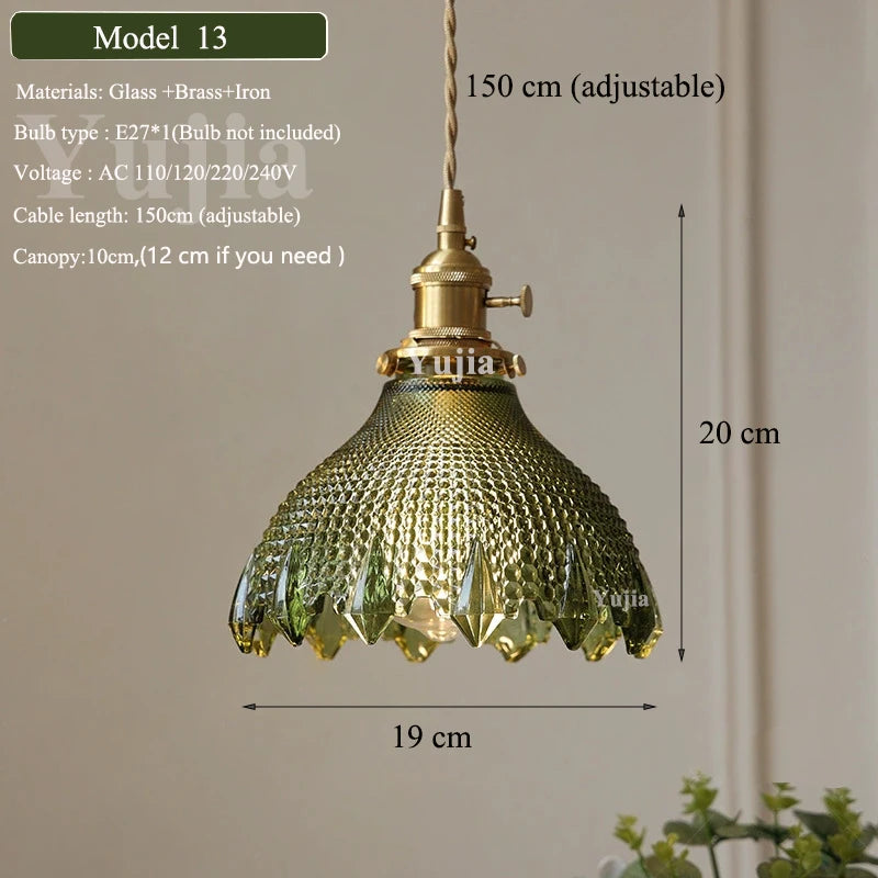 Groene Glazen Hanglamp – Vintage Moderne Plafondlamp E27