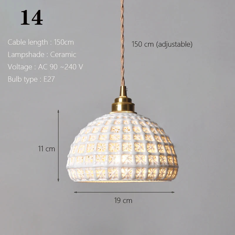Japanse Keramische Hanglamp – Scandinavische Witte Plafondlamp E27