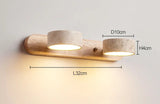 Travertin Wandlamp Rotatie – Natuursteen & Hout LED Bedlamp
