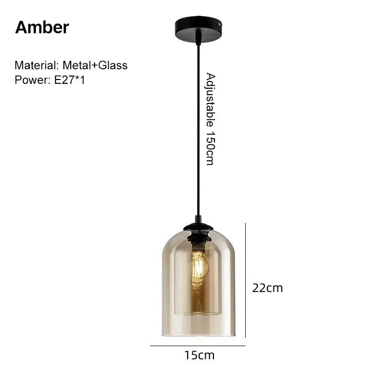 Retro E27 Hanglamp – Glazen Plafondlamp voor Keuken, Slaapkamer & Hal