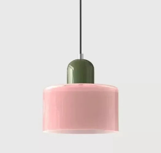 Vintage Kleine Hanglamp Glas-in-Lood – Roze/Oranje/Groen/Wit – E27