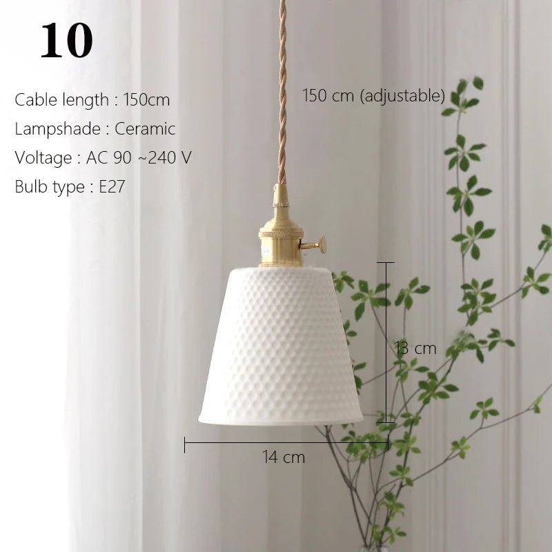 Japanse Keramische Hanglamp – Scandinavische Witte Plafondlamp E27