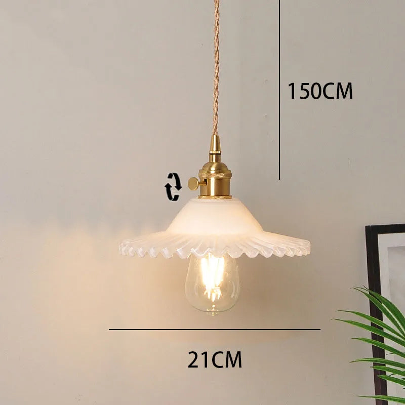 Messing Glas Hanglamp Nordic Vintage E27 Voor Slaapkamer & Café