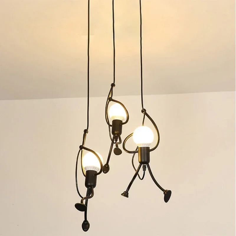 Vintage Iron Chandelier LED E27 Voor Woonkamer & Kinderkamer Zwart