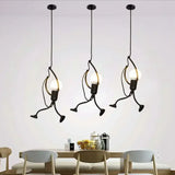 Vintage Iron Chandelier LED E27 Voor Woonkamer & Kinderkamer Zwart