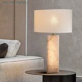 Moderne Marmeren Tafellamp LED met Stoffen Kap – Slaap- & Woonkamer