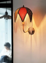 Vintage LED Wandlamp met Stoffen Kwast – Bedlamp Koperen Arm