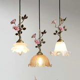Vintage Franse Rozen Hanglamp – Massief Koper & Glas E27 LED
