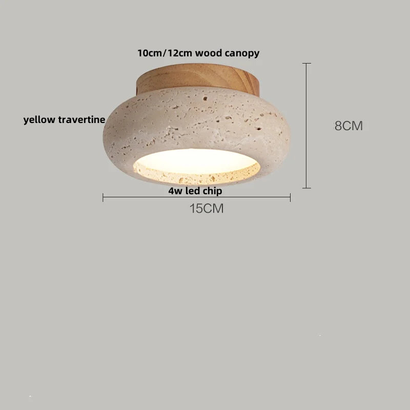 Nordic Plafondlamp LED Travertin & Hout – Modern Ellips Design