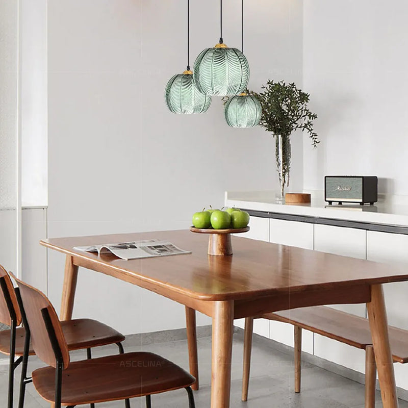 Nordic Hanglamp Glas Groen Bladmotief E27 Modern Woonkamer Slaapkamer