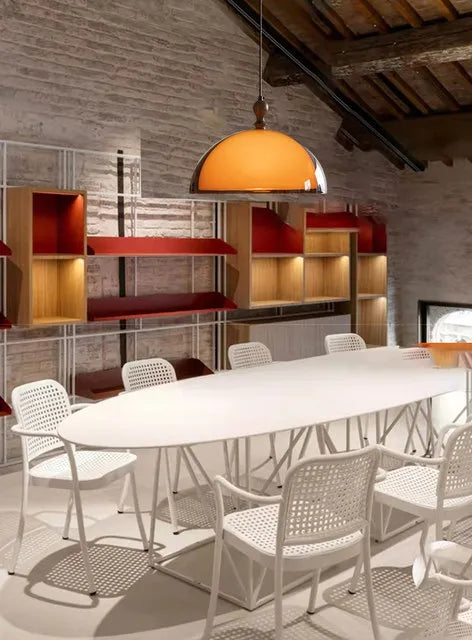Rond Bruin Acryl Hanglamp Met Donker Hout Voor Eetkamer & Slaapkamer