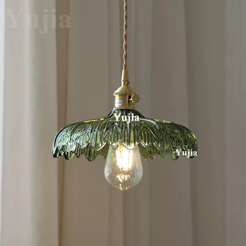 Groene Glazen Hanglamp – Vintage Moderne Plafondlamp E27