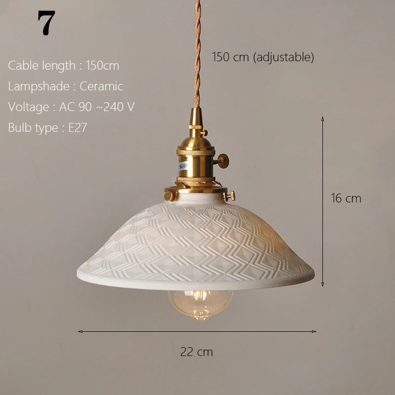 Japanse Keramische Hanglamp – Scandinavische Witte Plafondlamp E27
