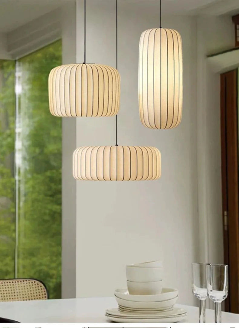 Modern Japanese Wabi Sabi Zijdehanglamp