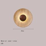 Wandlamp Natuursteen – Moderne LED Sconce met Donker Hout 25cm
