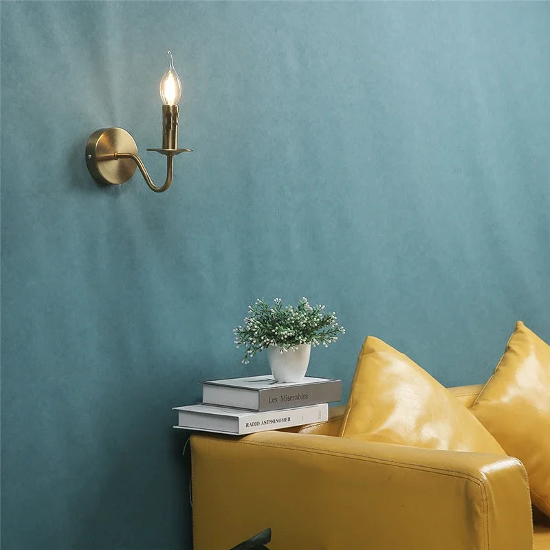 Nordic Wandlamp Kaarsstijl Retro Metaal E14 Slaapkamer Bedlamp
