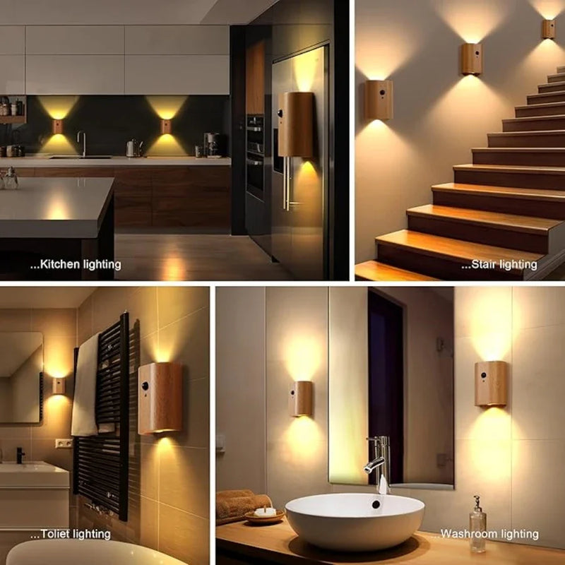 LumiHout – Houten Moderne Indoor Inductie Wandlamp