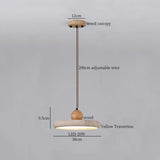 Mid Century LED Hanglamp Hout & Geel Travertijn – Modern Design