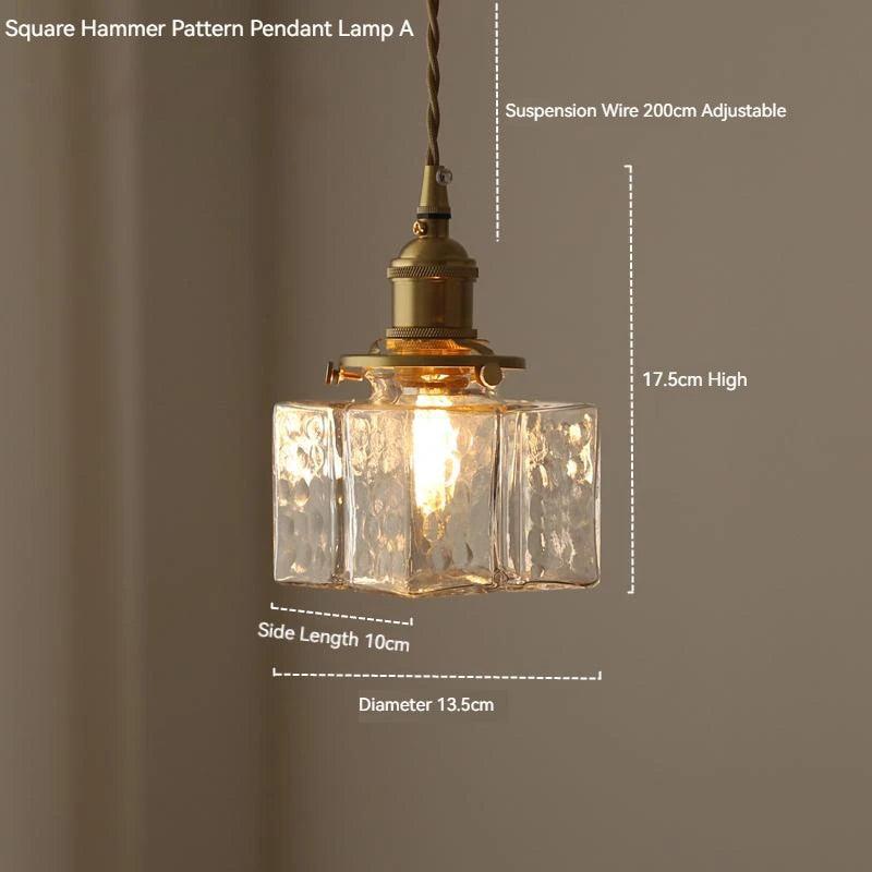 Japanse Vintage Glazen Hanglamp Brass LED Voor Slaapkamer & Eettafel
