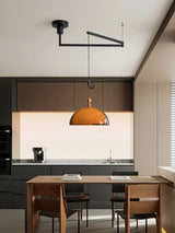 Rond Bruin Acryl Hanglamp Met Donker Hout Voor Eetkamer & Slaapkamer