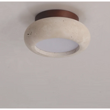 Nordic Plafondlamp LED Travertin & Hout – Modern Ellips Design