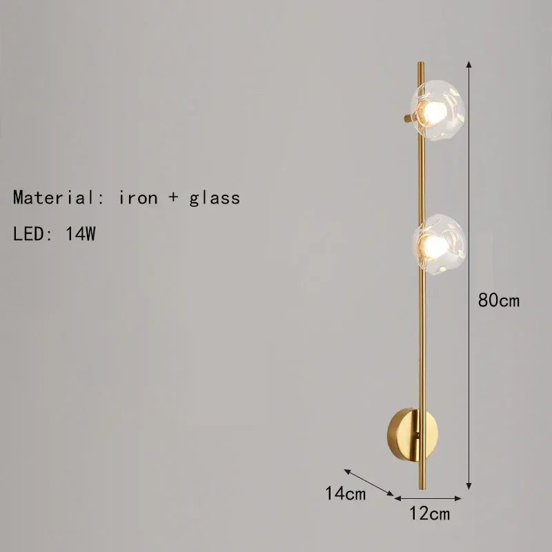 Minimalistische Wandlamp – Grijs Helder Glas & Goud/Zwart Metaal