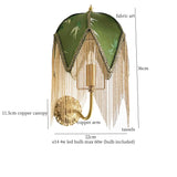 Vintage LED Wandlamp met Stoffen Kwast – Bedlamp Koperen Arm