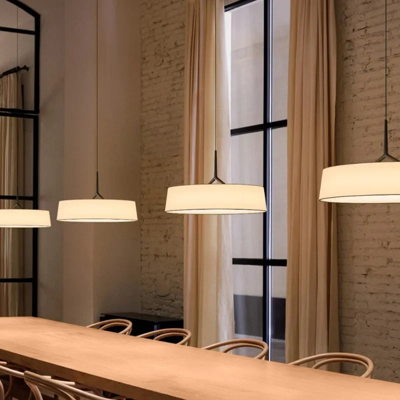 Minimalistische LED Stoffen Hanglamp Rond Voor Eetkamer & Slaapkamer