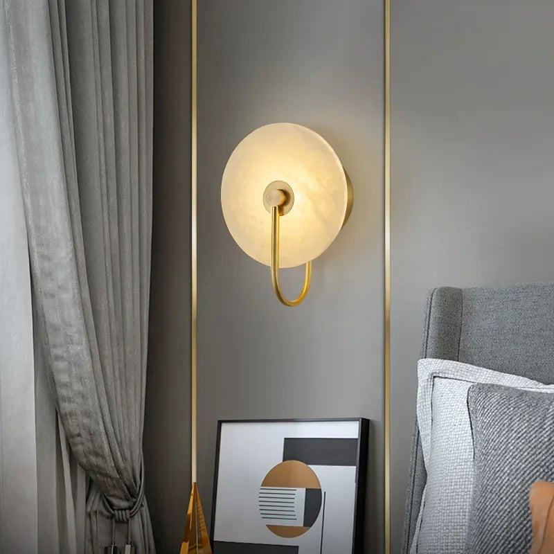 Ronde Marmeren Wandlamp – Nordic Minimalistisch LED Bedlamp