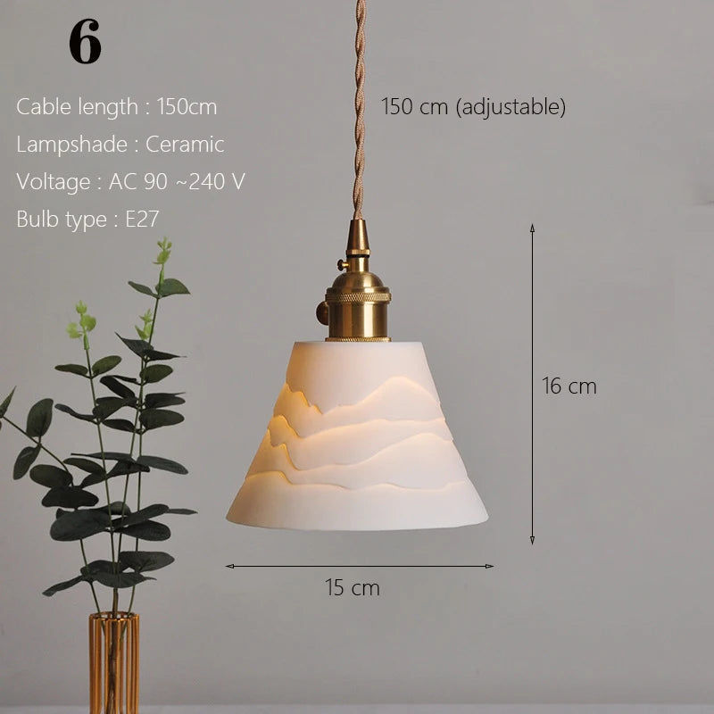 Japanse Keramische Hanglamp – Scandinavische Witte Plafondlamp E27