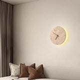 Travertin Wandlamp met Klok – LED Natuursteen Wabi-Sabi Design