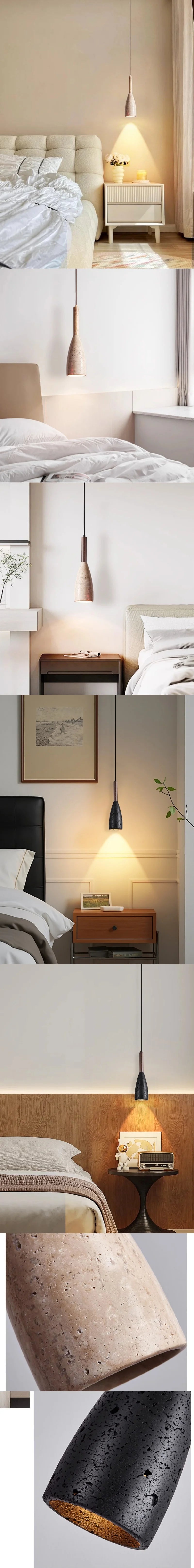 Nordic Houten Steen LED Hanglamp – Zwart/Geel – Modern Design