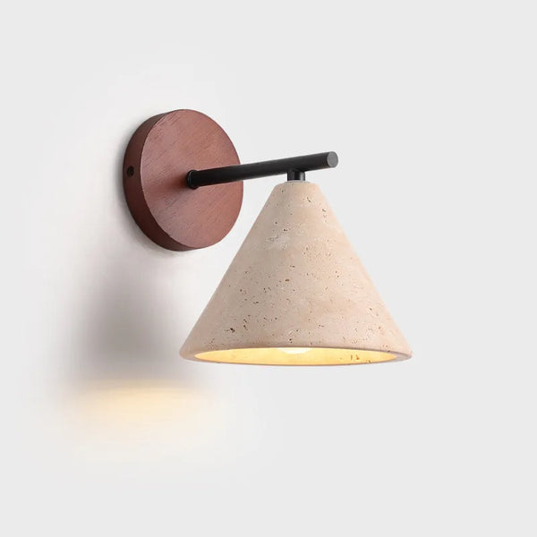 Travertin Wandlamp met E27 Fitting – Natuursteen & Hout Beige